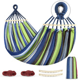 MOSFiATA front view of light green hammock showing roomy bed and straps for comfortable relaxation