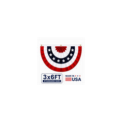 Mosprovie front view of bunting showing full patriotic design and durable finish