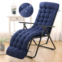 Moutosne front view of blue lounge cushion showing full-length coverage and comfort