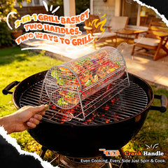 Mowei straight handle in hand for direct grill contact and faster searing benefit