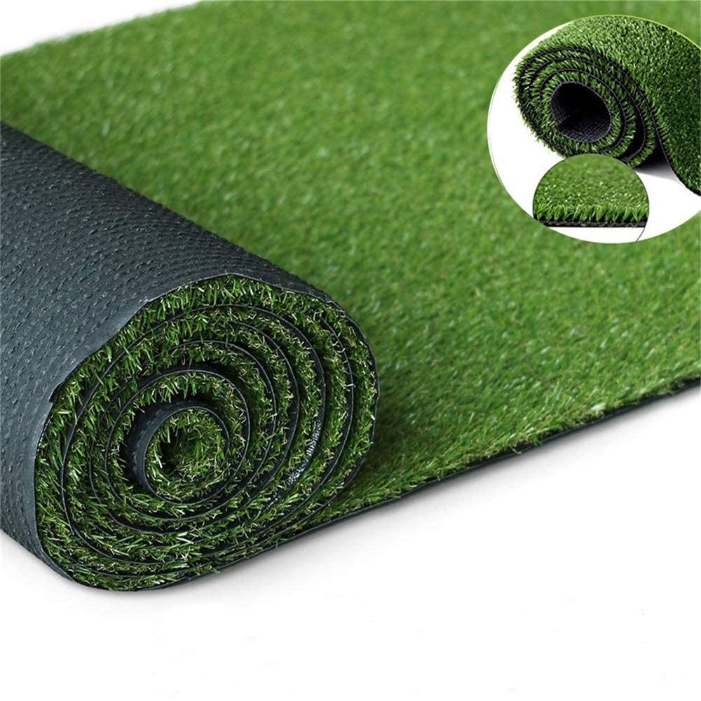 Moxie Direct front view of 3x8 ft turf showing lush four-tone blades and neat edges