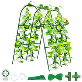MQHUAYU front view of green U-shaped trellis showing full arch and netting benefit