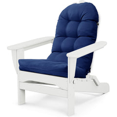MQK cushion front view on Adirondack chair showing comfortable seat support