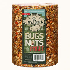 Mr. Bird cylinder front packaging showing weight and ingredients attracting more birds