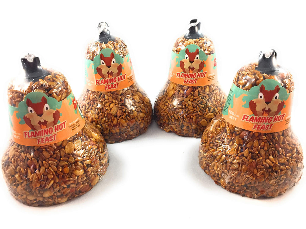 Mr. Bird front packaging of four seed bells showing ready-to-hang convenience