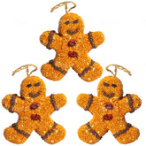Mr. Bird gingerbread men front view showing festive feeder and easy hanging