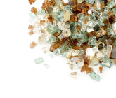 Mr. Fireglass front packaging showing copper gold light green mix and weight, enhanced curb appeal