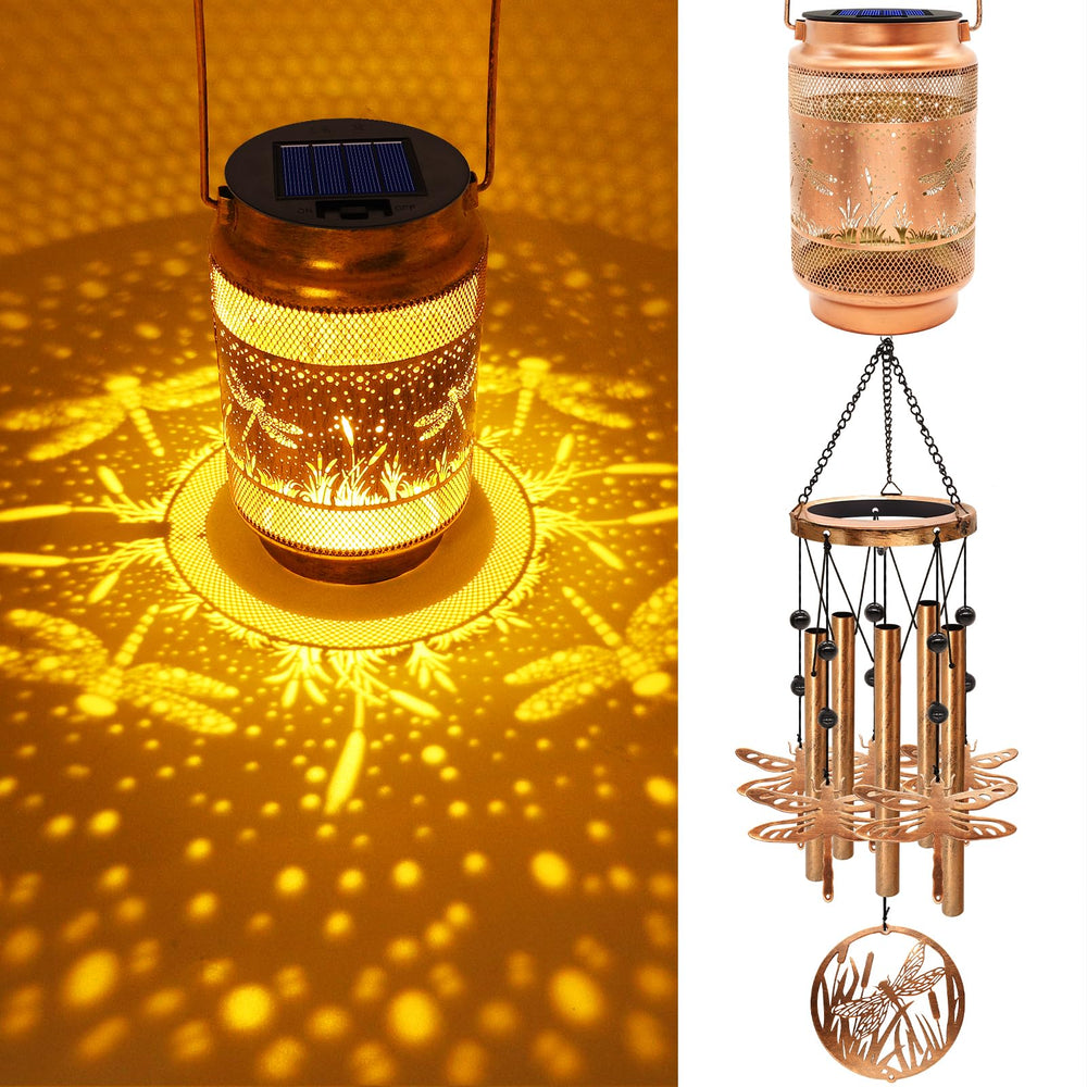MRHEPHAESTUS dragonfly front view showing lantern and chimes, decorative focal point