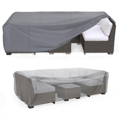 Mrrihand front view of cover on dining table protecting from rain