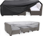 Mrrihand front view of full patio cover protecting furniture, keeps set dry