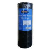 MTB Supply front view of black PVC coated welded wire mesh showing tidy roll and label, durable finish