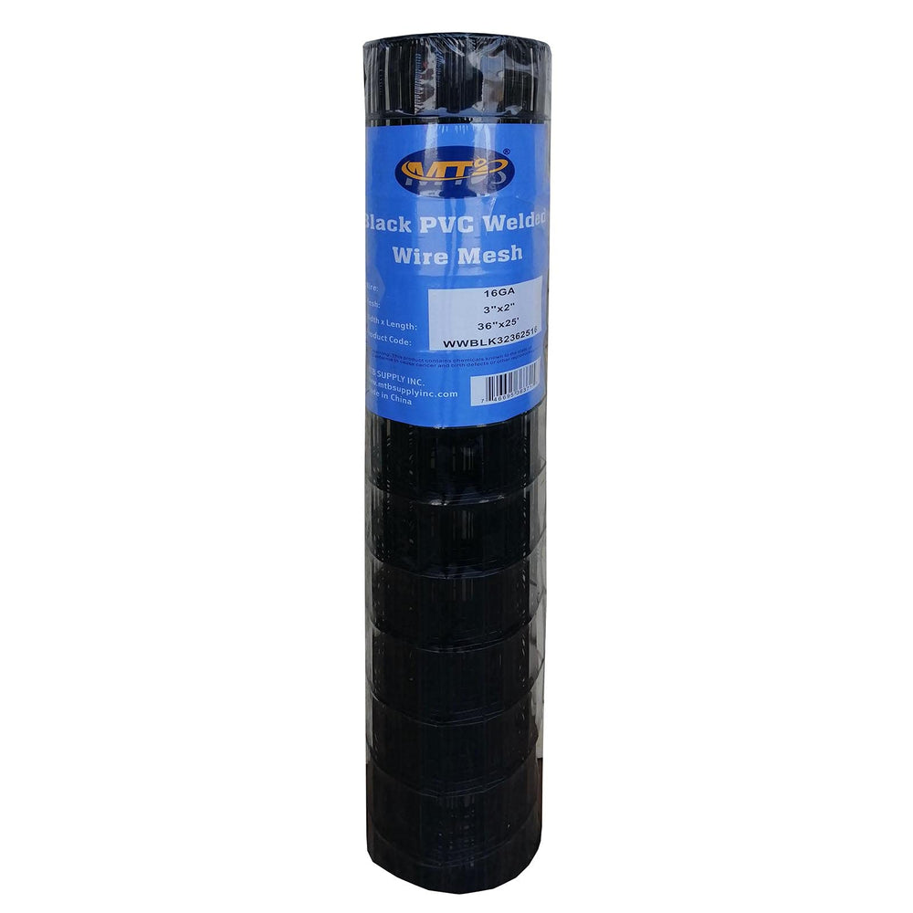 MTB Supply front view of black PVC coated wire roll showing neat packaging and usable length