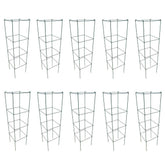 MTB Supply front view of ten green square folding tomato cages showing pack value and neat storage