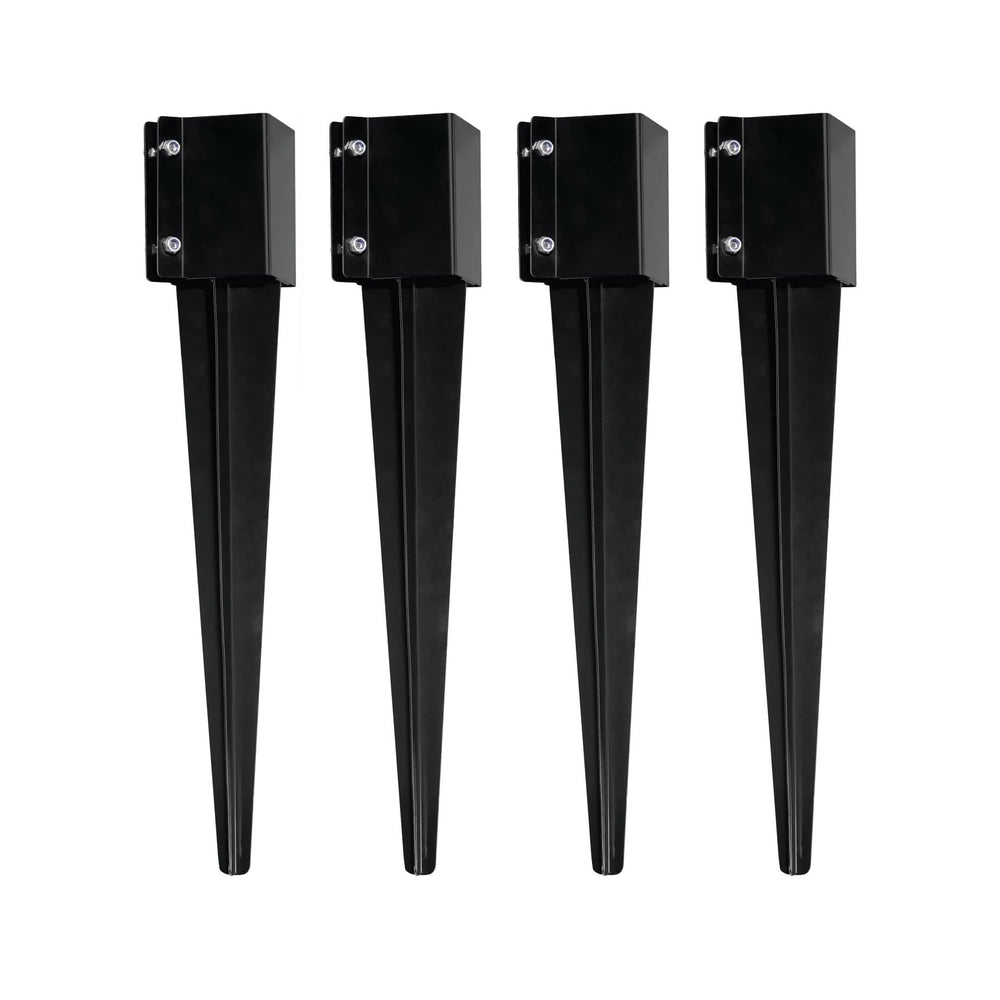 MTB Supply front view of four black powder-coated anchors showing packaging and contents