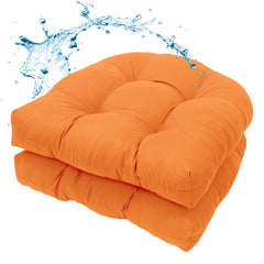 MTMR front view of two waterproof outdoor chair cushions showing cover and color, easy patio upgrade