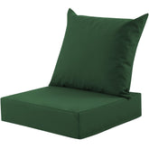 MuaMelop front view cushion showing clean forest green cover and neat edges for polished seating