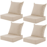 MuaMelop front view of four beige cushion sets showing coordinated styling and curb appeal