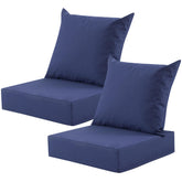 MuaMelop front view of two navy blue cushion sets showcasing matching seat and back
