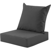 MuaMelop front view cushion showing dark grey finish and durable look, enhancing patio comfort