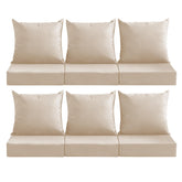MuaMelop front view six-pack showing coordinated beige cushions and uniform styling