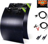 Generic Much front view of both 100W panels showing slim profile and benefit lightweight