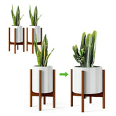 MUDEELA front view of dark brown bamboo plant stand showing silhouette and height