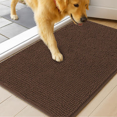 MUDGUARD MAT front view in choco protecting entryway and trapping dirt