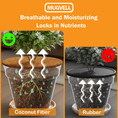 MUGVELL coir liner fitted inside a 24-inch planter keeping soil tidy and moist