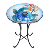 MUMTOP front view glass birdbath on stand enhancing garden decor