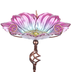 MUMTOP front view of pink birdbath showing decorative curb appeal