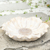 MUMTOP front view of flower-shaped resin bird bath showing decorative finish and easy placement