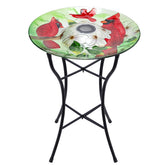 MUMTOP front view of glass birdbath showing bowl and stand benefit visual curb appeal
