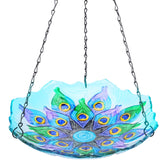 MUMTOP front view of peacock glass bird bath enhancing garden decor