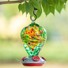 Muse Garden peacock close-up glass texture highlighting handmade bubbles and beauty