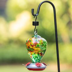 Muse Garden peacock in use with hummingbird feeding, encourages backyard watching