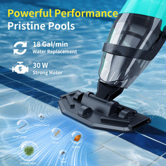 Mutaomay assembled detachable pole demonstrating adjustable reach for various pool depths benefit