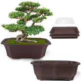 MUZHI front view of two rectangular planters showing clean edges and breathable clay