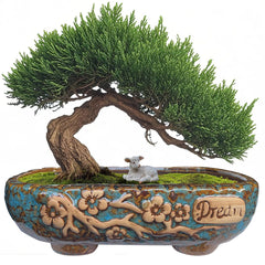 MUZHI rectangular planter front view showing vintage glaze and decorative appeal