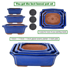 MUZHI small medium large rectangular pots side-by-side for size comparison benefit