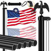 MVPRING 20ft assembled flag pole front view showing sturdy profile and curb appeal
