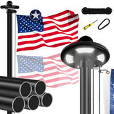 MVPRING full flag pole assembly front view showing height and finish, enhances curb appeal