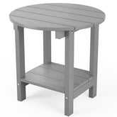 MXIMU front view of grey round side table showing weatherproof finish and balanced design
