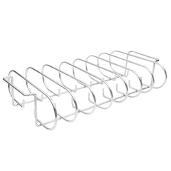 Mydracas front view rib rack showing seven upright slots and compact footprint benefits