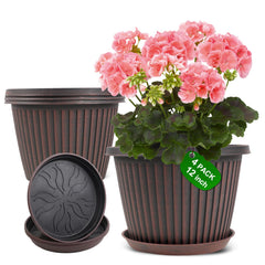 Myfeegoin front view of four 12-inch planters showing modern finish and set benefit