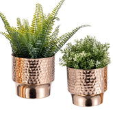 MyGift front view showing two hammered copper tone planters and modern appeal