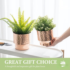 MyGift planter with plastic liner installed protecting metal and simplifying watering