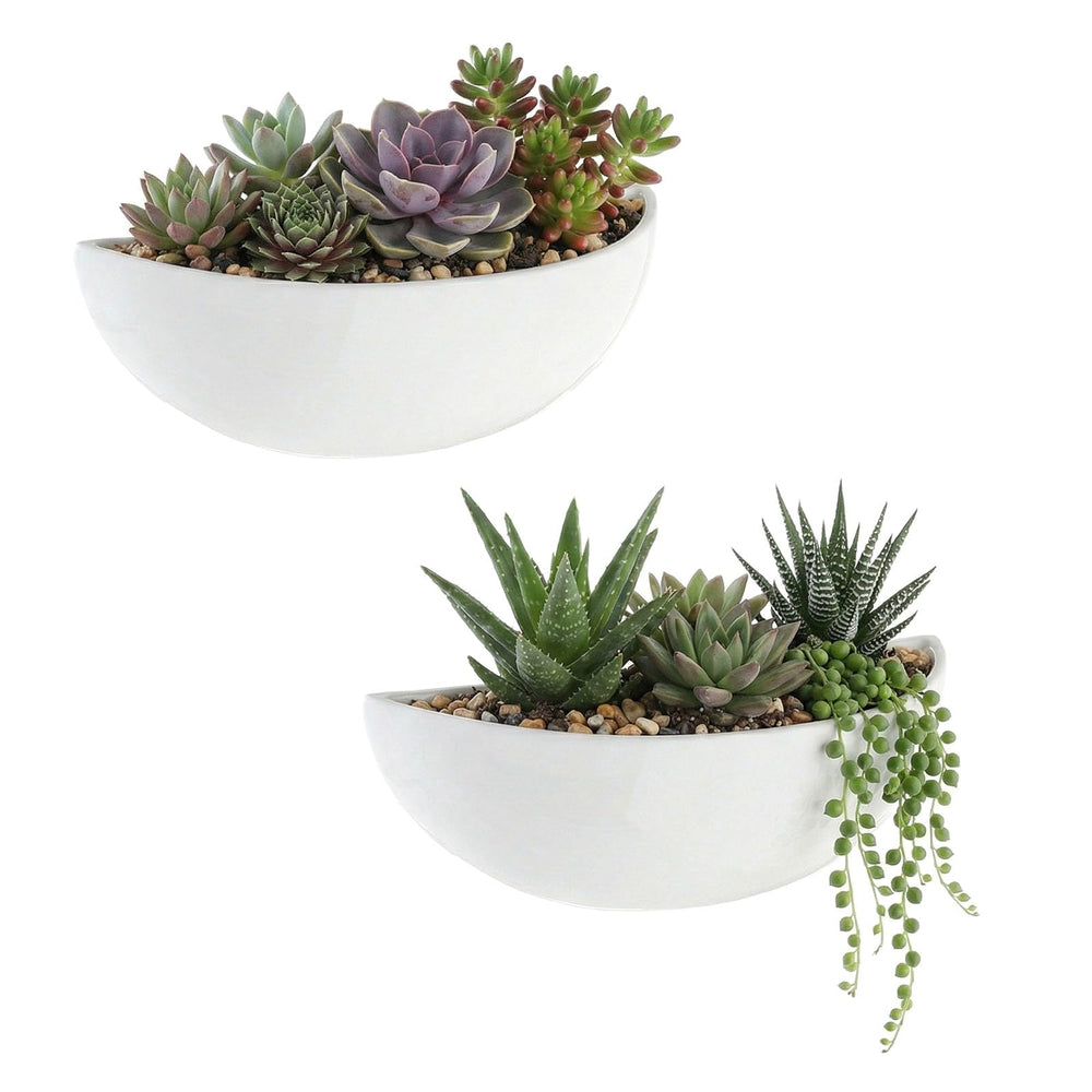 MyGift front view of white ceramic planter showing modern shape and clean lines for styling benefit