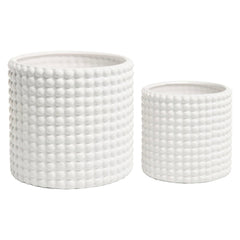 MyGift front view of white hobnail planter showing clean shape and style