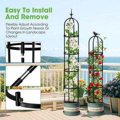 MYMULIKE trellis installed in a large planter improving vertical growing space