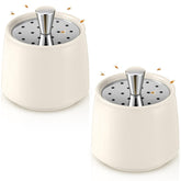 Mysora white ceramic trap front view showing compact, kitchen-friendly design